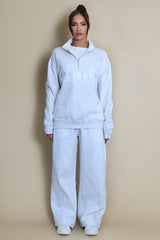 Brooklyn Half Zip Relaxed Fit Sweatshirt in Grey