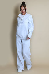 Brooklyn Half Zip Relaxed Fit Sweatshirt in Grey