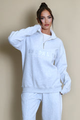 Brooklyn Half Zip Relaxed Fit Sweatshirt in Grey
