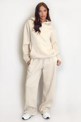Beige New York Bubble Slogan Hooded Sweatshirt