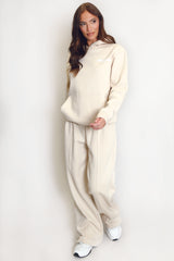 Beige New York Bubble Slogan Hooded Sweatshirt