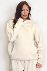 Beige New York Bubble Slogan Hooded Sweatshirt