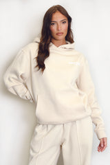 Beige New York Bubble Slogan Hooded Sweatshirt