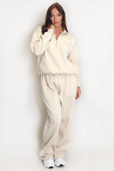 Beige San Diego Bubble Slogan Half Zip Sweatshirt