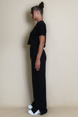 Black Basic Boxy Fit Cropped T-shirt