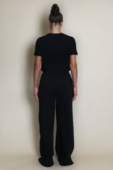 Black Basic Boxy Fit Cropped T-shirt