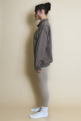 Brooklyn Half Zip Relaxed Fit Sweatshirt in Brown