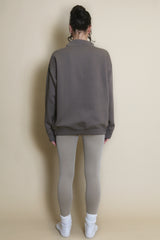 Brooklyn Half Zip Relaxed Fit Sweatshirt in Brown