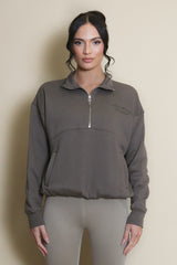 Half Zip Santa Monica Sweatshirt in Brown