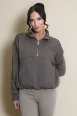 Half Zip Santa Monica Sweatshirt in Brown