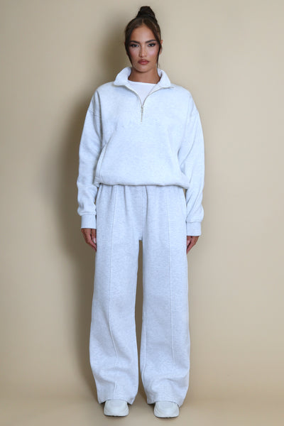 パジャマ・バスローブ House On The Hill Sweat Suit Half Zip Santa Monica Sweatshirt in Grey | ICONIC ATHLETICS