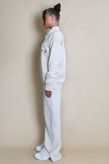 Brooklyn Half Zip Relaxed Fit Sweatshirt in Beige