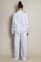 Brooklyn Half Zip Relaxed Fit Sweatshirt in Beige