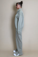 Brooklyn Half Zip Relaxed Fit Sweatshirt in Sage Green