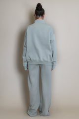Brooklyn Half Zip Relaxed Fit Sweatshirt in Sage Green