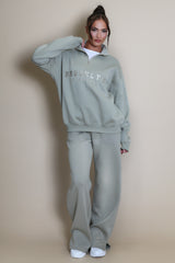 Brooklyn Half Zip Relaxed Fit Sweatshirt in Sage Green
