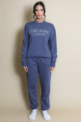 Dark Grey Chicago Round Neck Sweatshirt