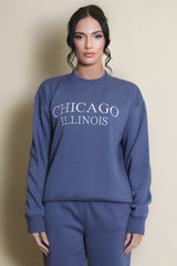 Dark Grey Chicago Round Neck Sweatshirt