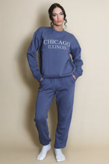 Dark Grey Chicago Round Neck Sweatshirt