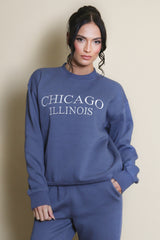 Dark Grey Chicago Round Neck Sweatshirt
