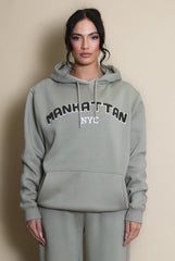 Manhattan Oversized Relaxed Hoodie In Sage Green