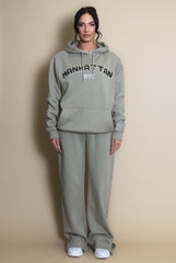 Manhattan Oversized Relaxed Hoodie In Sage Green