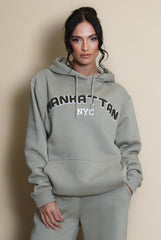 Manhattan Oversized Relaxed Hoodie In Sage Green