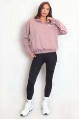 Mauve San Diego Bubble Slogan Half Zip Sweatshirt
