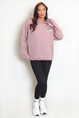 Mauve New York Bubble Slogan Hooded Sweatshirt