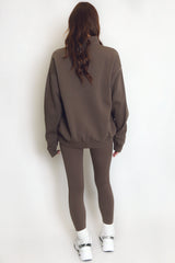 New York Embossed Zip Sweatshirt In Brown