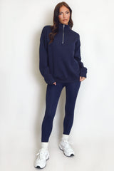New York Embossed Zip Sweatshirt In Navy
