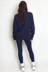 New York Embossed Zip Sweatshirt In Navy