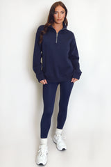 New York Embossed Zip Sweatshirt In Navy