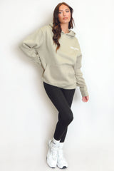 Sage Green New York Bubble Slogan Hooded Sweatshirt