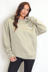 Sage Green New York Bubble Slogan Hooded Sweatshirt