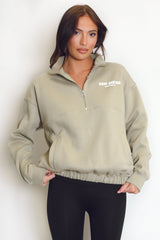 Sage San Diego Bubble Slogan Half Zip Sweatshirt