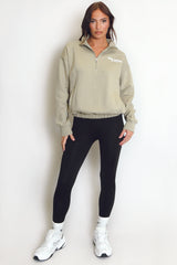 Sage San Diego Bubble Slogan Half Zip Sweatshirt
