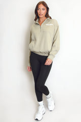 Sage San Diego Bubble Slogan Half Zip Sweatshirt