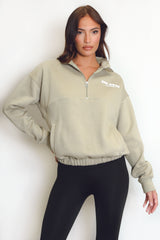 Sage San Diego Bubble Slogan Half Zip Sweatshirt