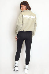 Sage San Diego Bubble Slogan Half Zip Sweatshirt