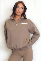 Mushroom San Diego Bubble Slogan Half Zip Sweatshirt