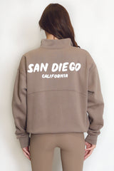 Mushroom San Diego Bubble Slogan Half Zip Sweatshirt