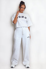 Soho Wide Leg Joggers In Grey