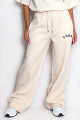 Soho Wide Leg Joggers In Beige