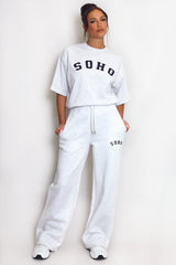 Soho Wide Leg Joggers In Grey