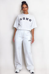 Soho Wide Leg Joggers In Grey