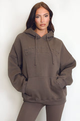 Stylist Embossed Oversized Hoodie In Brown