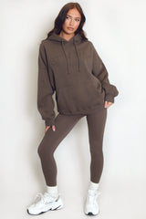 Stylist Embossed Oversized Hoodie In Brown