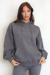 Stylist Embossed Oversized Hoodie In Grey