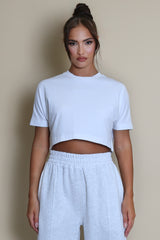 White Basic Boxy Fit Cropped T-shirt